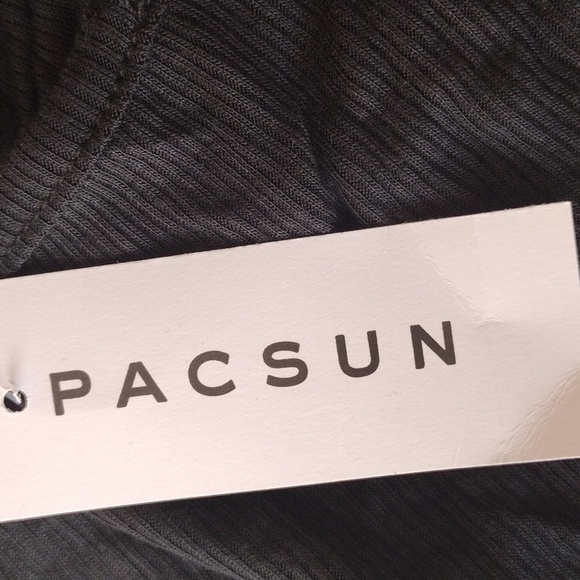 Pac Sun Crop Top Woman‎ L Tunnel Drawstring Front Tie Ribbed Strap Ruffle Hemmed - Picture 6 of 6